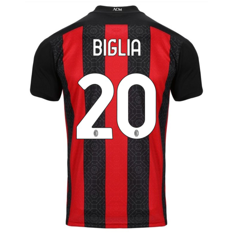 AC Milan Home Jersey 2020 2021 + Biglia 20 Printing