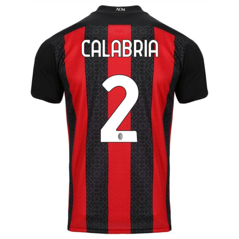 AC Milan Home Jersey 2020 2021 + Calabria 2 Printing