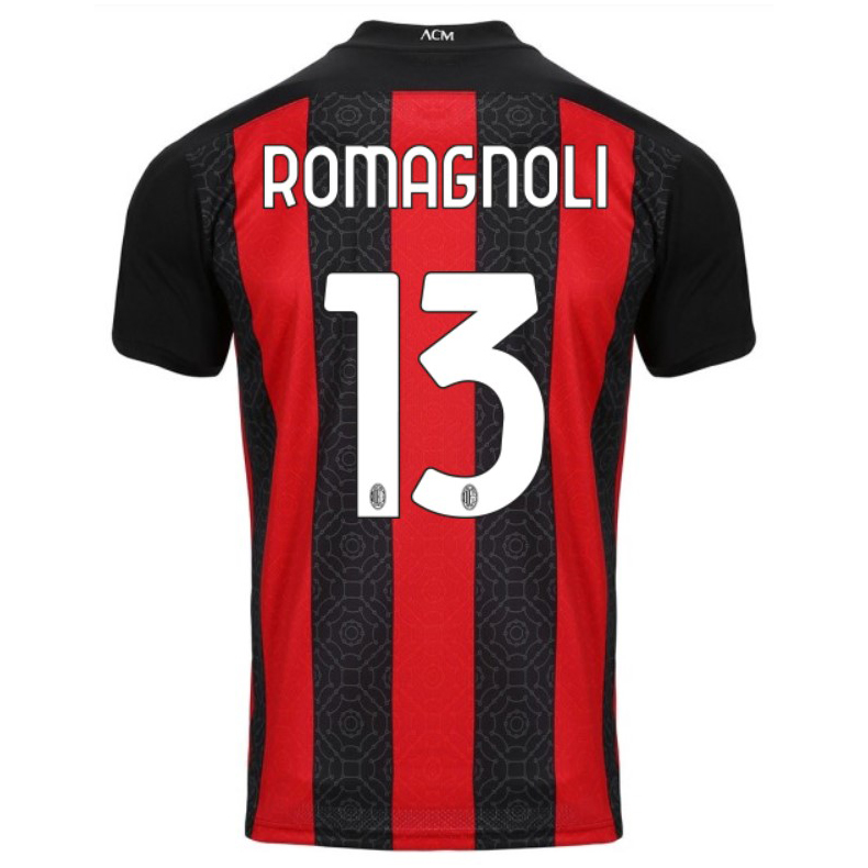 AC Milan Home Jersey 2020 2021 + Romagnoli 13 Printing
