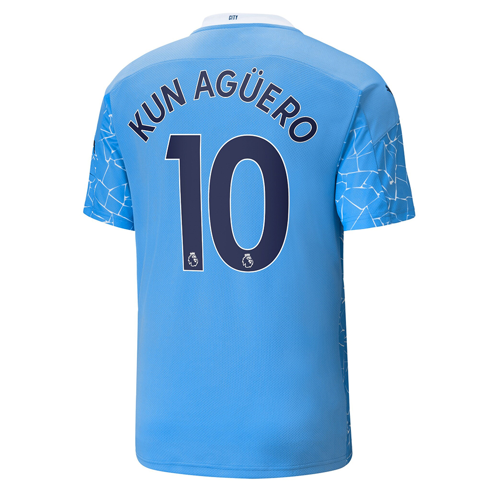 Manchester City Home Jersey 2020-2021 + Kun Agüero 10 Printing