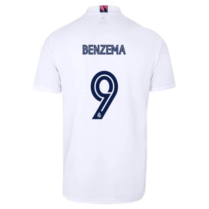 Real Madrid Home Jersey 2020-2021 + Benzema 9 Printing