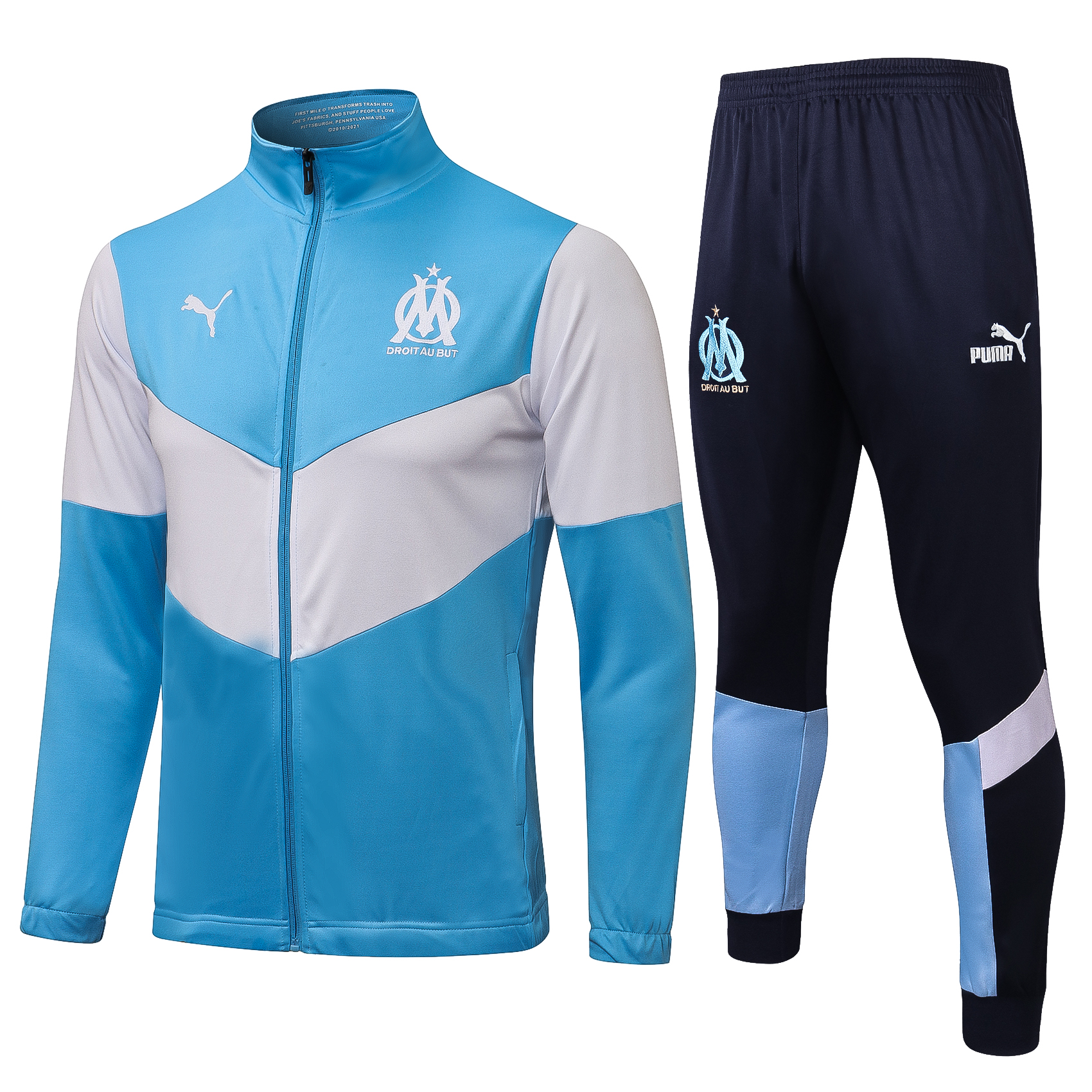 Olympique Marseille Tracksuit 2021 2022 – Light Blue White Navy