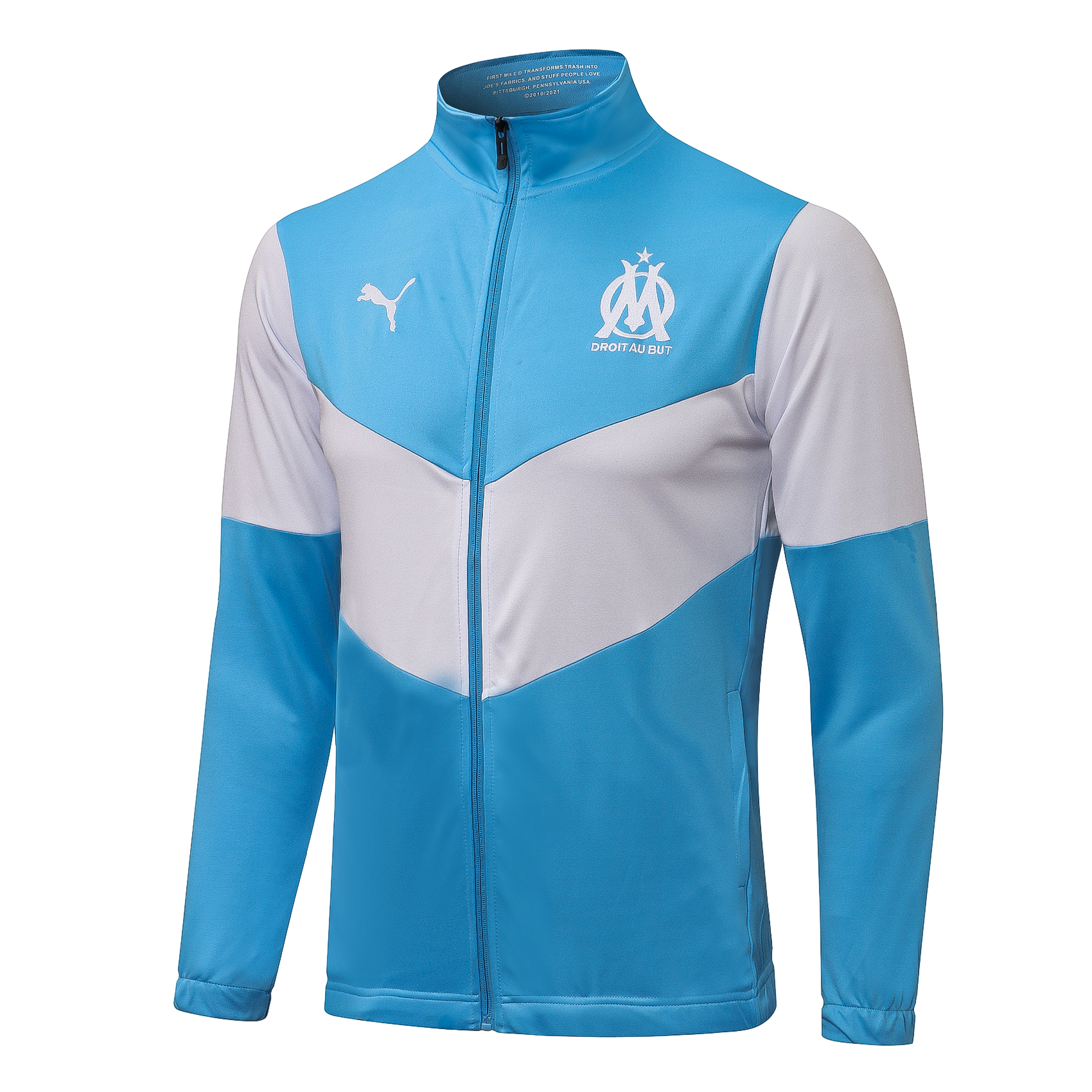 Olympique Marseille Tracksuit Jacket 2021 2022 – Light Blue White